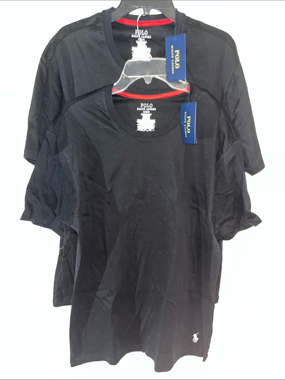 2 NWT-Black NEW Polo by Ralph Lauren crewneck White Pony 100% cotton T shirt M